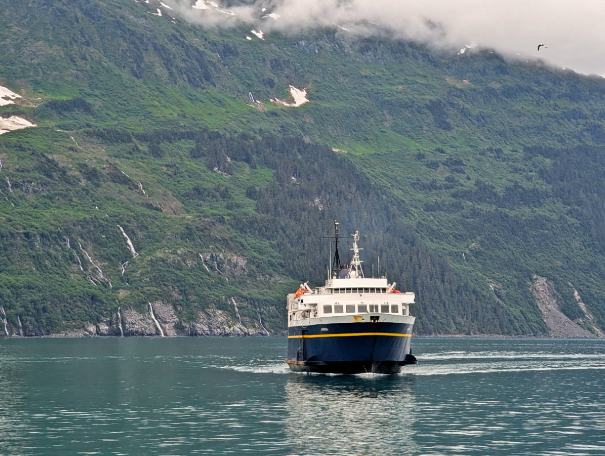 MV Aurora Alaska Marine Highway Ferry arriving in Whittier Alaska
