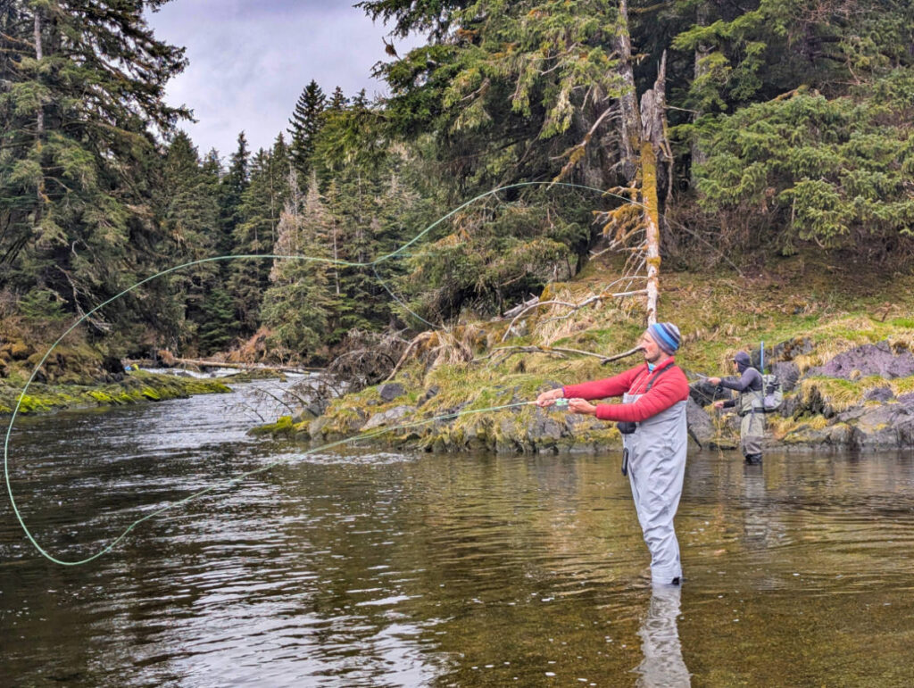 Rob Taylor Fly Fishing at Lave Eva with Mist Cove sailing the Boat Company Southeast Alaska