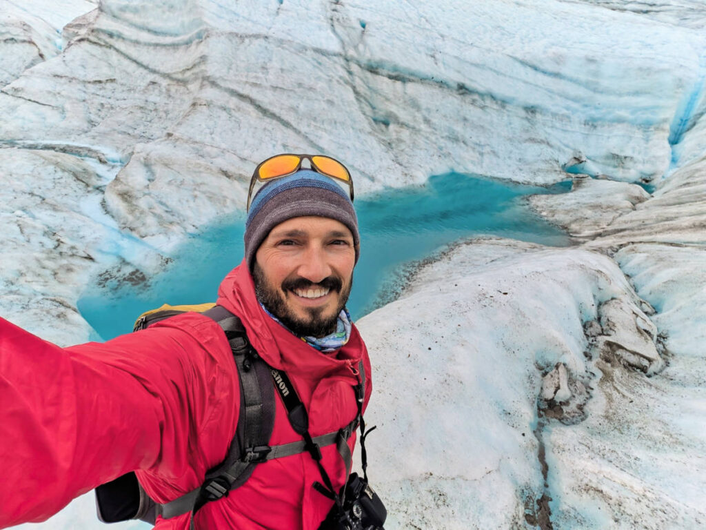 Rob Taylor on Root Glacier with Kennicott Wilderness Guides McCarthy Alaska