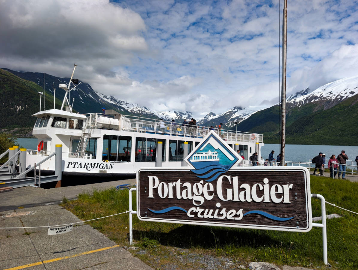 Sign at Portage Glacier Cruises on Portage Lake Girdwood Alaska
