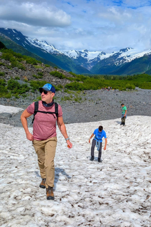 Taylor Family Hiking at Byron Glacier in Portage Girdwood Alaska