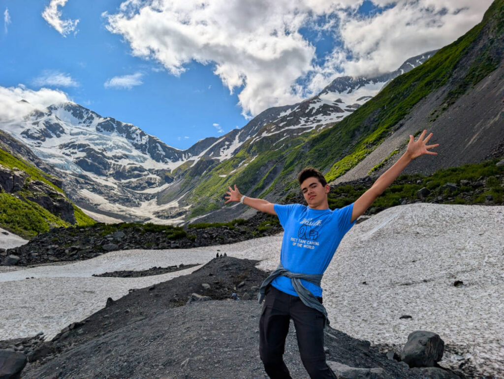 Taylor Family Hiking at Byron Glacier in Portage Girdwood Alaska