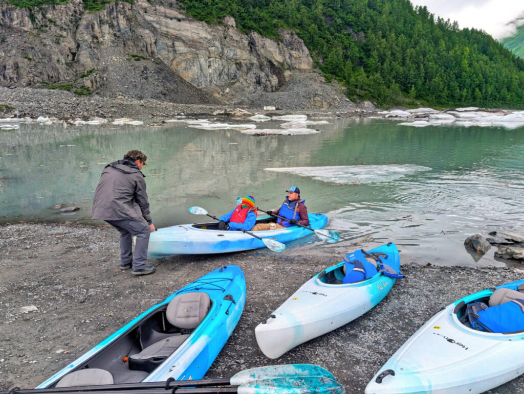 Taylor Family Kayaking Valdez Glacial Lake with Valdez Stay and Play Alaska