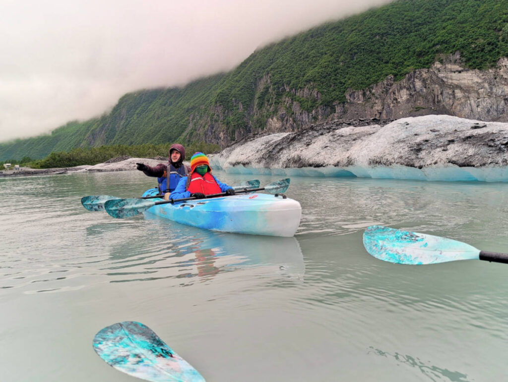 Taylor Family Kayaking Valdez Glacial Lake with Valdez Stay and Play Alaska