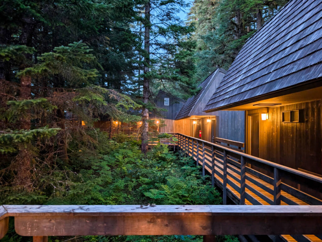 Exterior of Glacier Bay Lodge in Glacier Bay National Park Gustavus Alaska