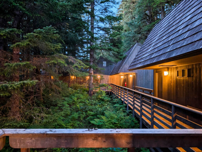 Exterior of Glacier Bay Lodge in Glacier Bay National Park Gustavus Alaska