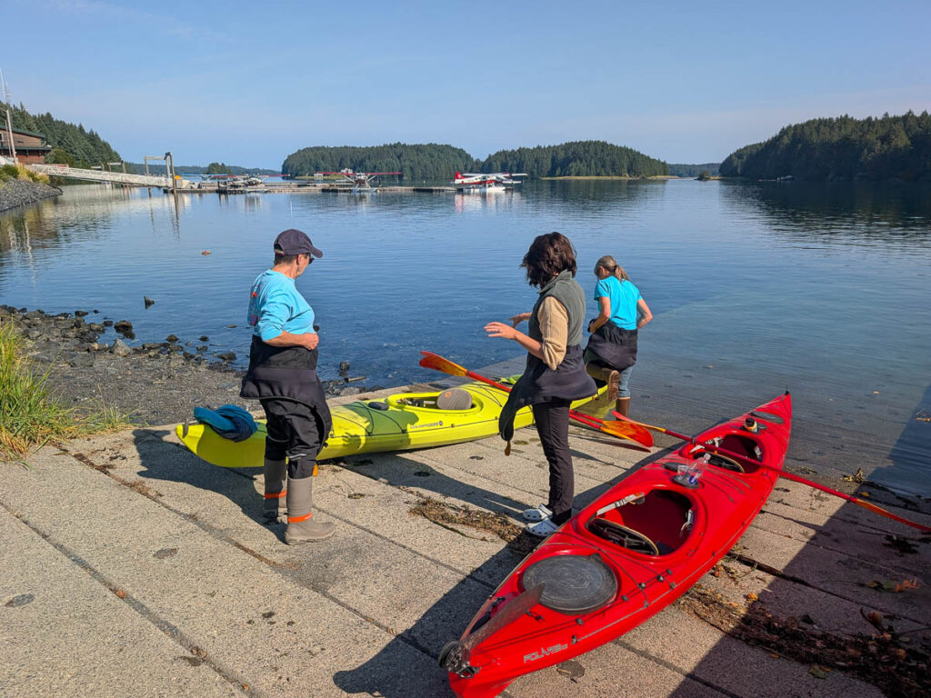Sea Kayaks on Near Island with Kayaking Kodiak Alaska