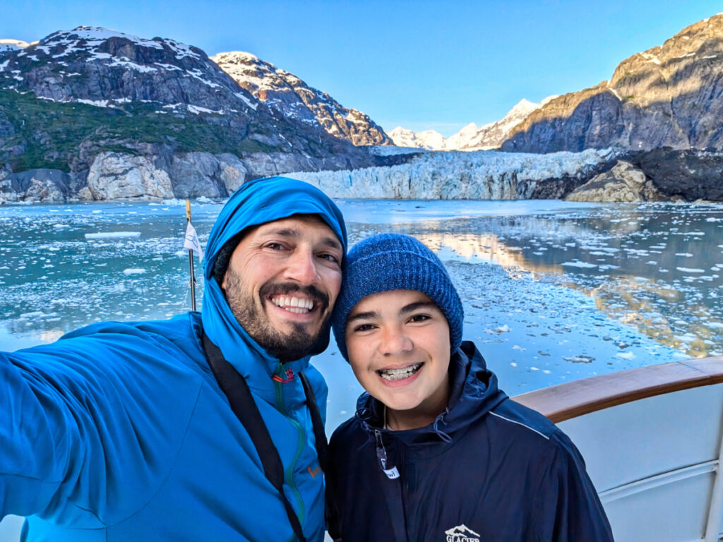 Taylor Family at Marjorie Glacier in Glacier Bay National Park with UnCruise Wilderness Legacy Alaska